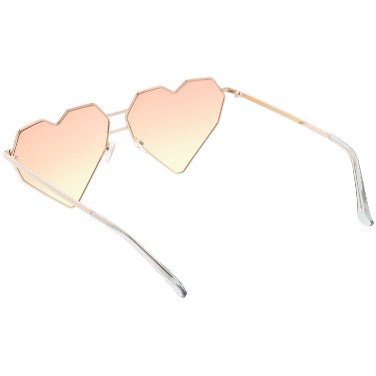 Women's Oversize Geometric Metal Heart Shape Sunglasses C629