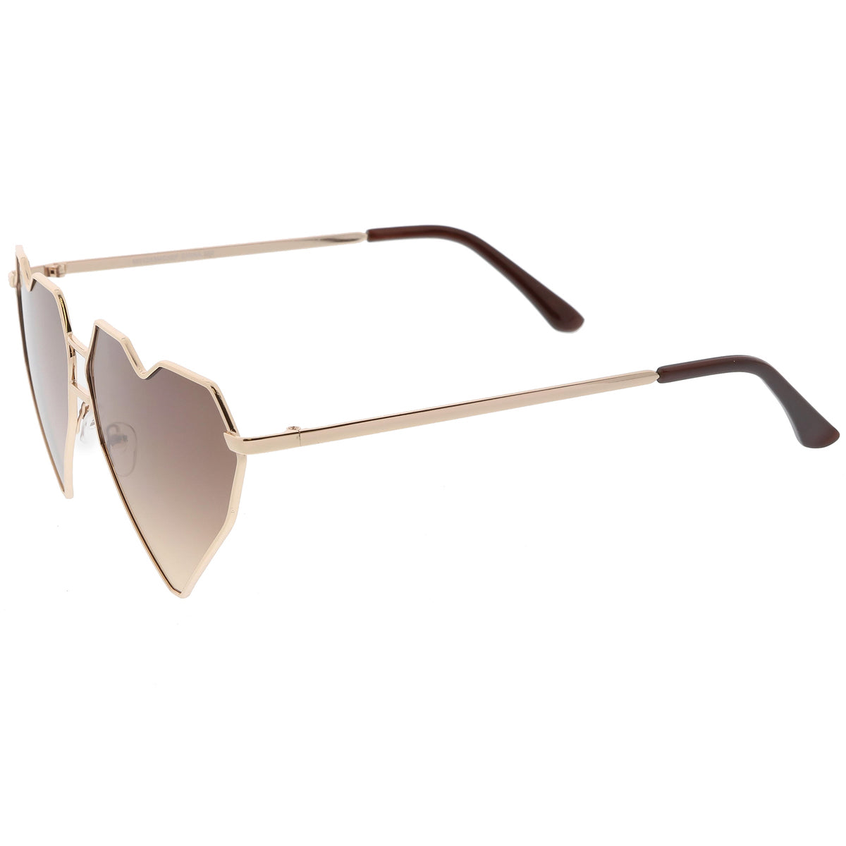 Women's Oversize Geometric Metal Heart Shape Sunglasses C629