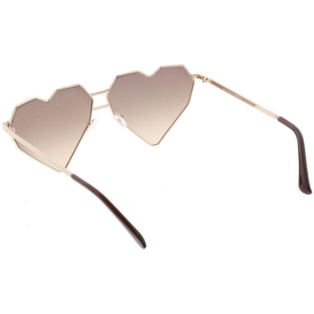 Women's Oversize Geometric Metal Heart Shape Sunglasses C629