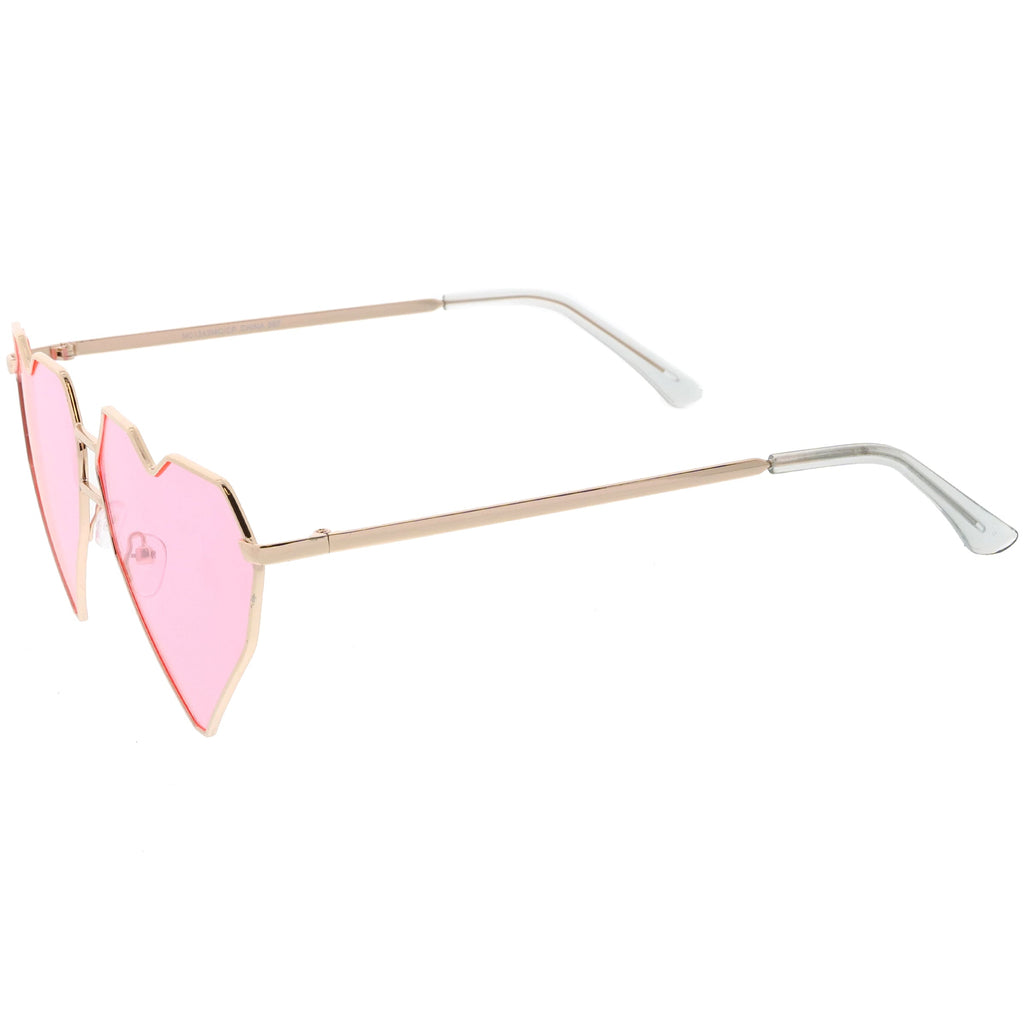 Women's Oversize Geometric Metal Heart Shape Sunglasses C629