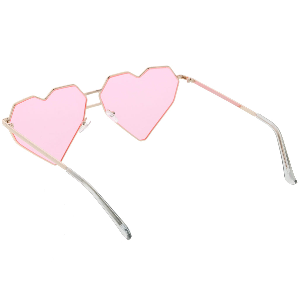 Women's Oversize Geometric Metal Heart Shape Sunglasses C629
