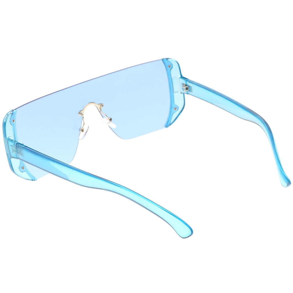 Retro Futuristic Oversize Color Mirrored Lens Shield Sunglasses C634