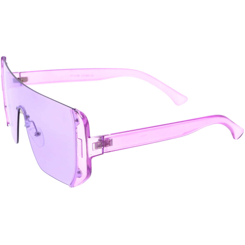 Retro Futuristic Oversize Color Mirrored Lens Shield Sunglasses C634