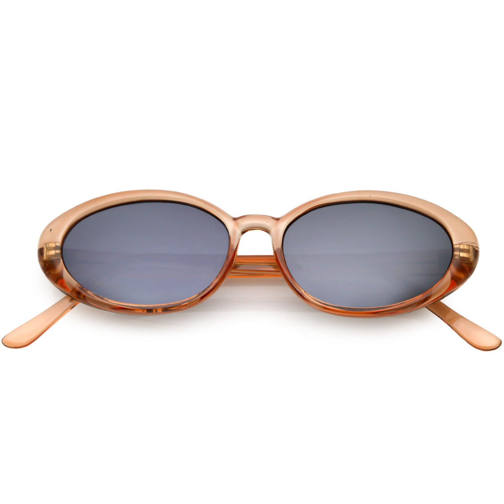 Small True Retro Oval Clout Transparent Frame Sunglasses C644