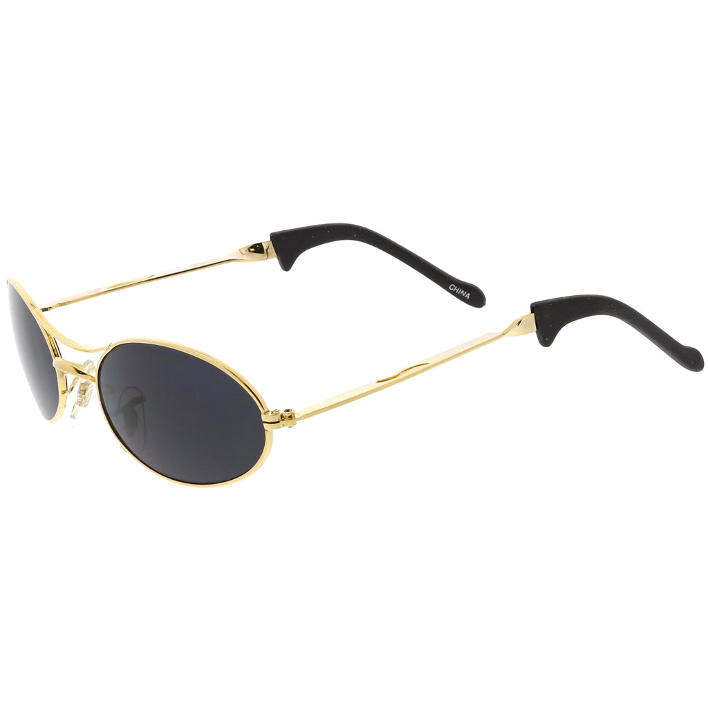 Small True Vintage 1990's Oval Metal Double Bridge Sunglasses C651
