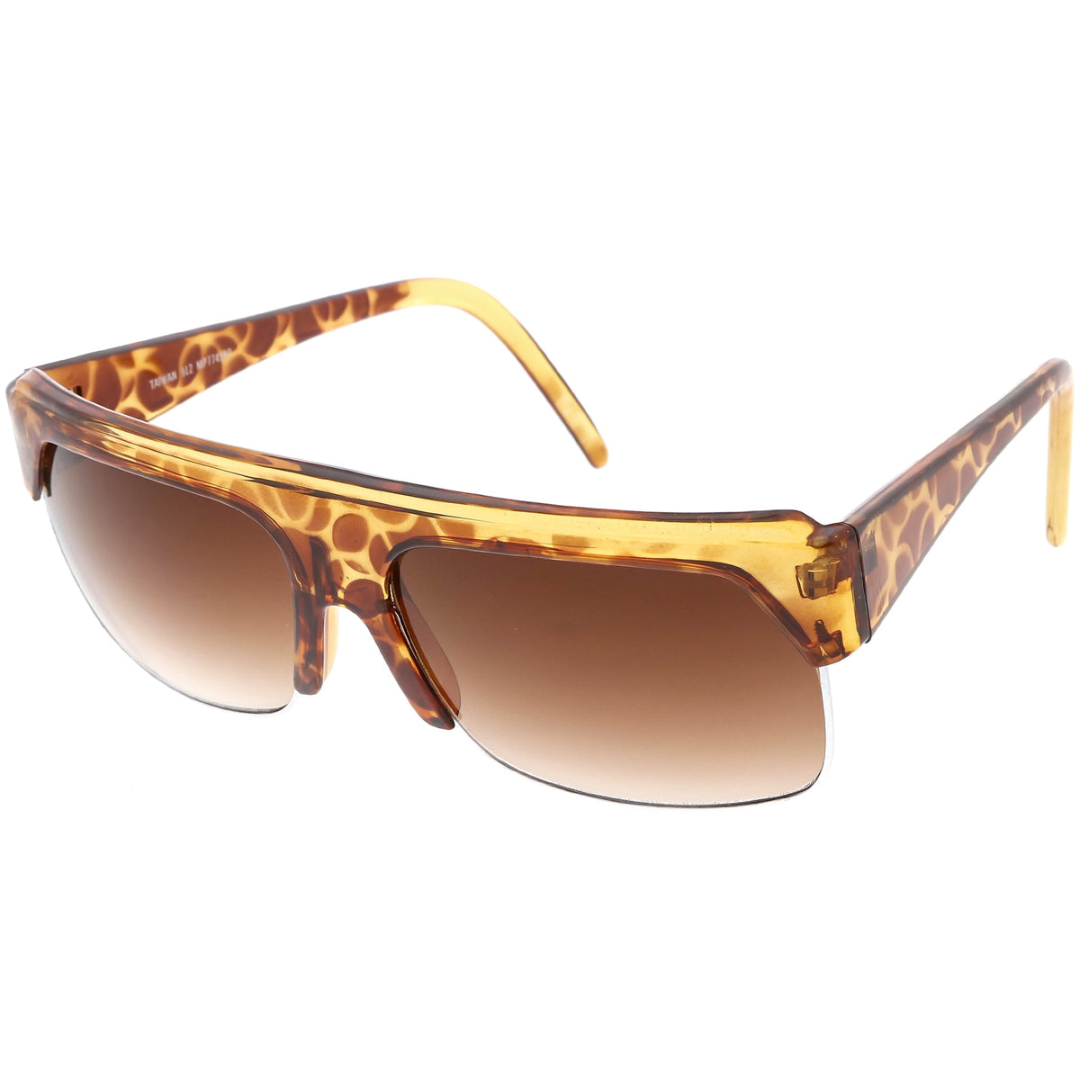 Oversize Flat Top Semi Rimless  True Vintage Rectangle Sunglasses C677