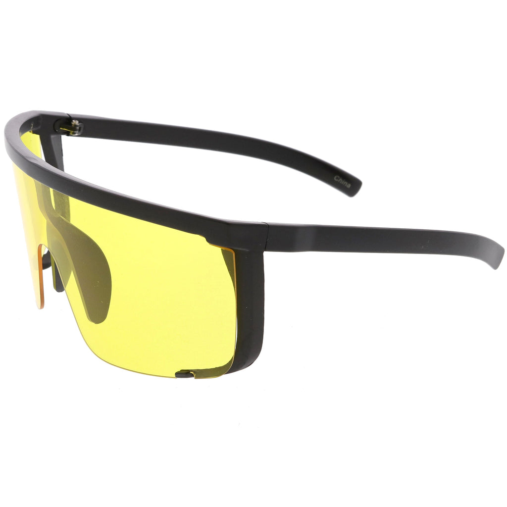 Oversize Retro Color Tone Sports Shield Flat Top Sunglasses C686
