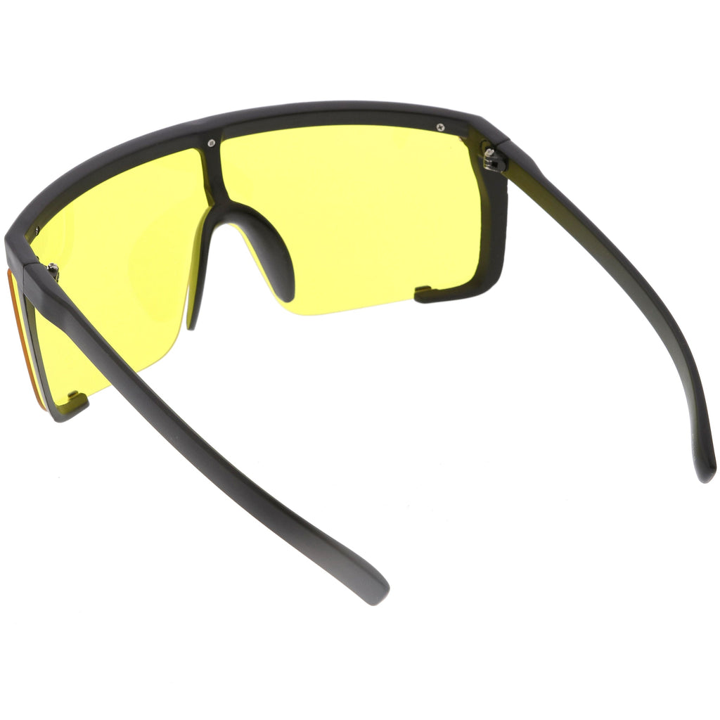 Oversize Retro Color Tone Sports Shield Flat Top Sunglasses C686