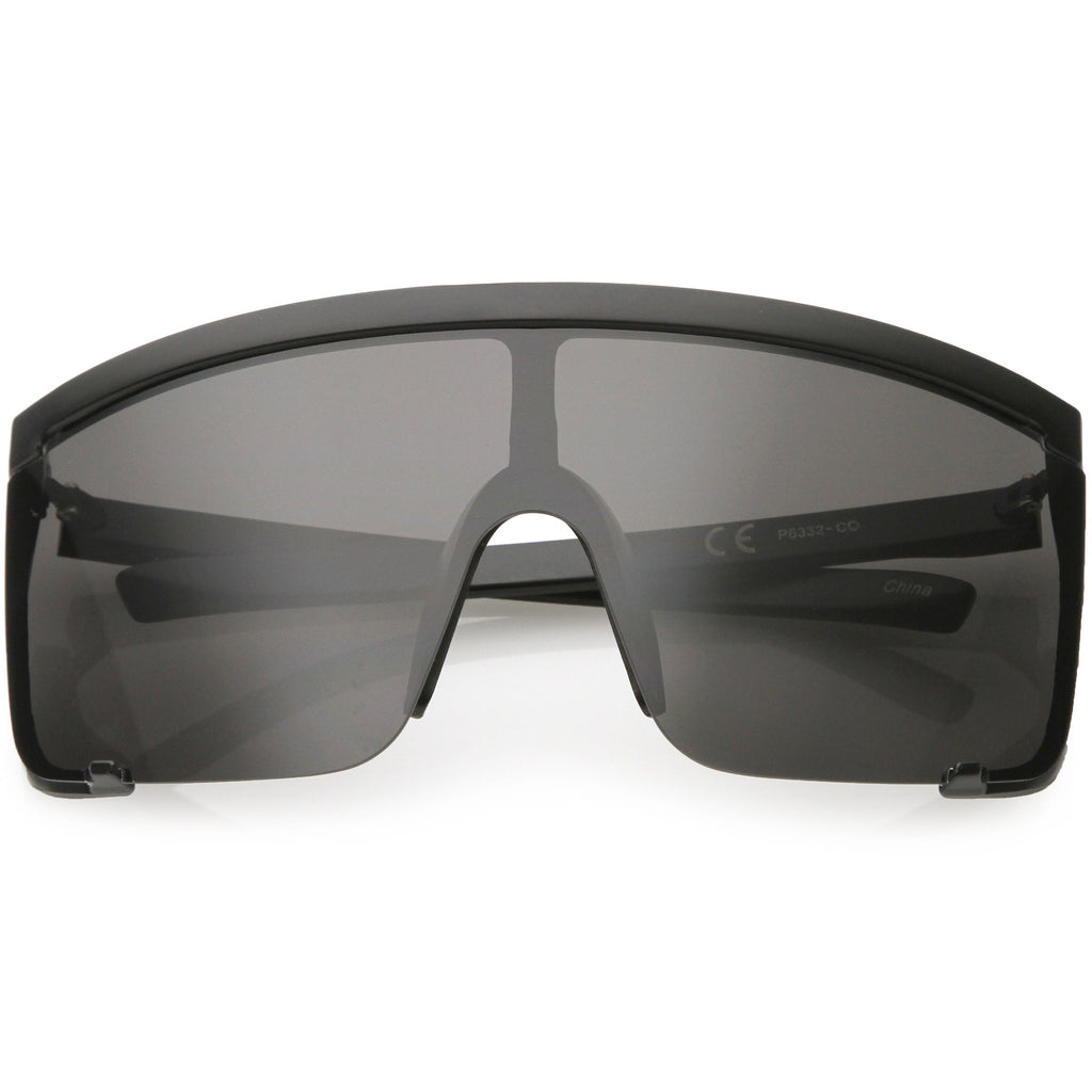 Oversize Retro Color Tone Sports Shield Flat Top Sunglasses C686