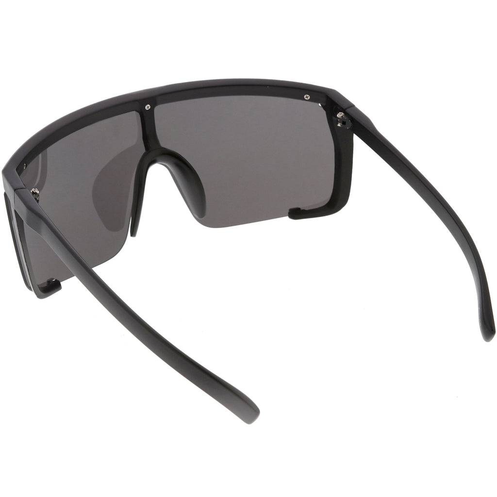 Oversize Retro Color Tone Sports Shield Flat Top Sunglasses C686