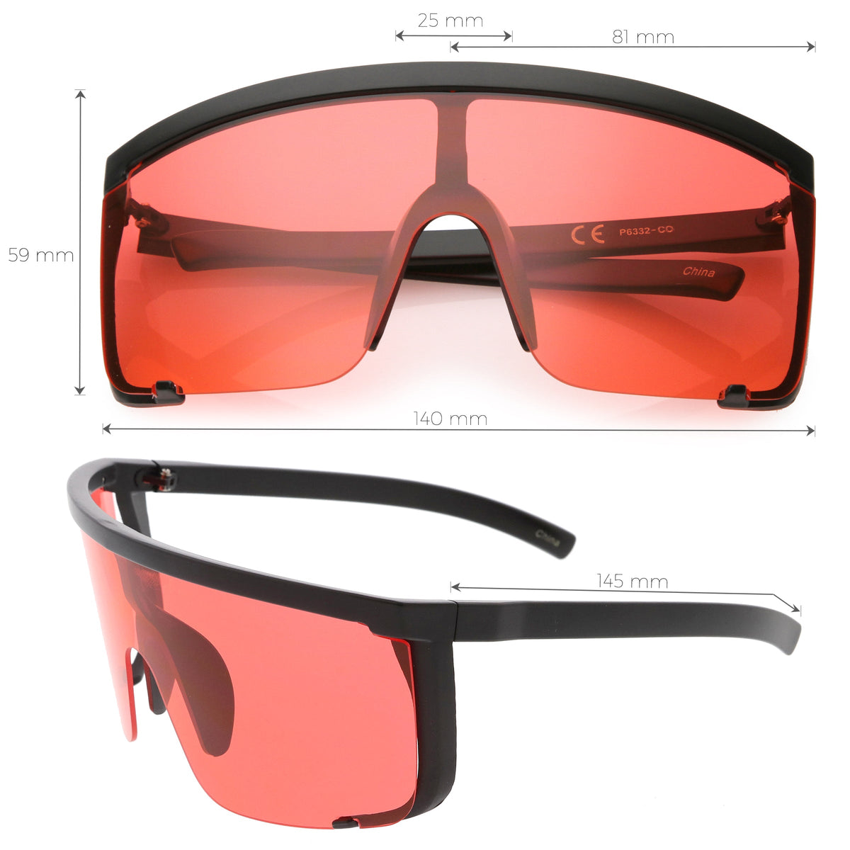 Oversize Retro Color Tone Sports Shield Flat Top Sunglasses C686