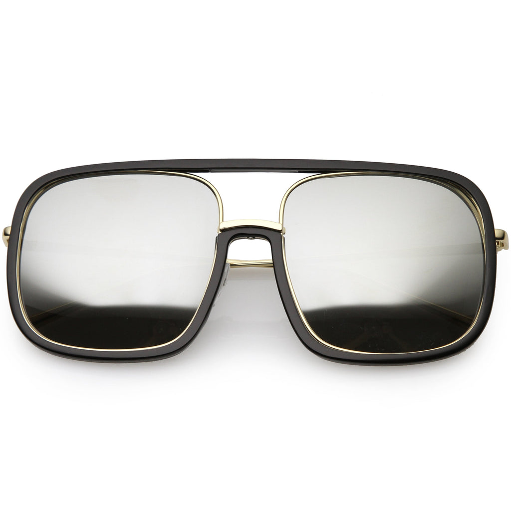 Oversize Luxury Women's Square Mirrored Lens Sunglasses C696