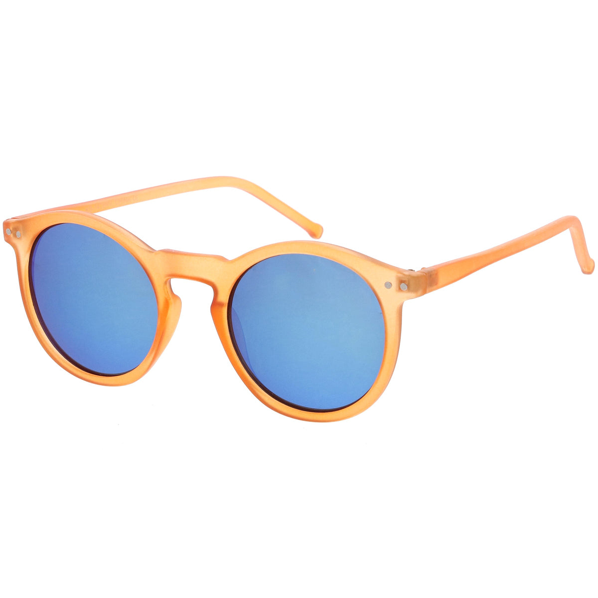 Retro Round Horned Rim Flash Mirrored Lens Sunglasses C703