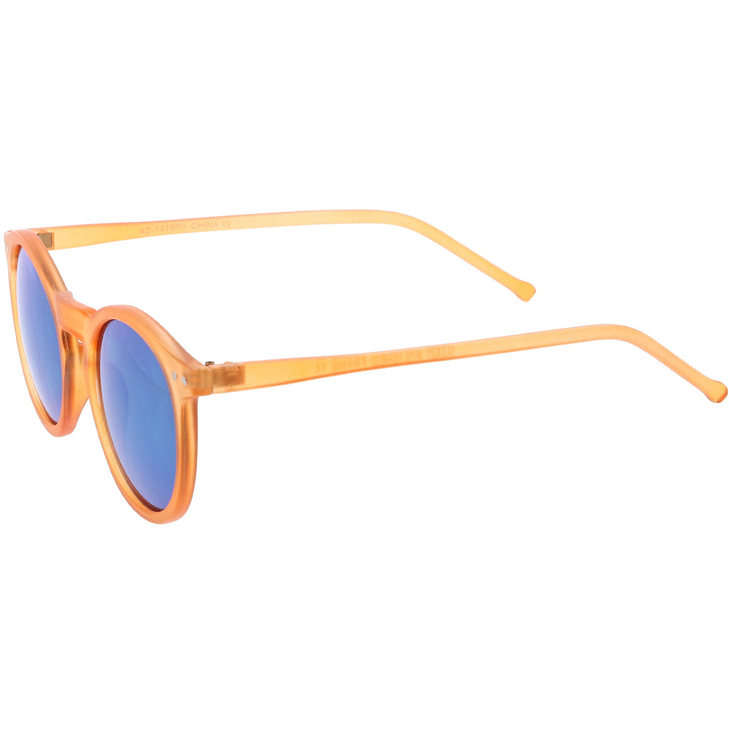 Retro Round Horned Rim Flash Mirrored Lens Sunglasses C703