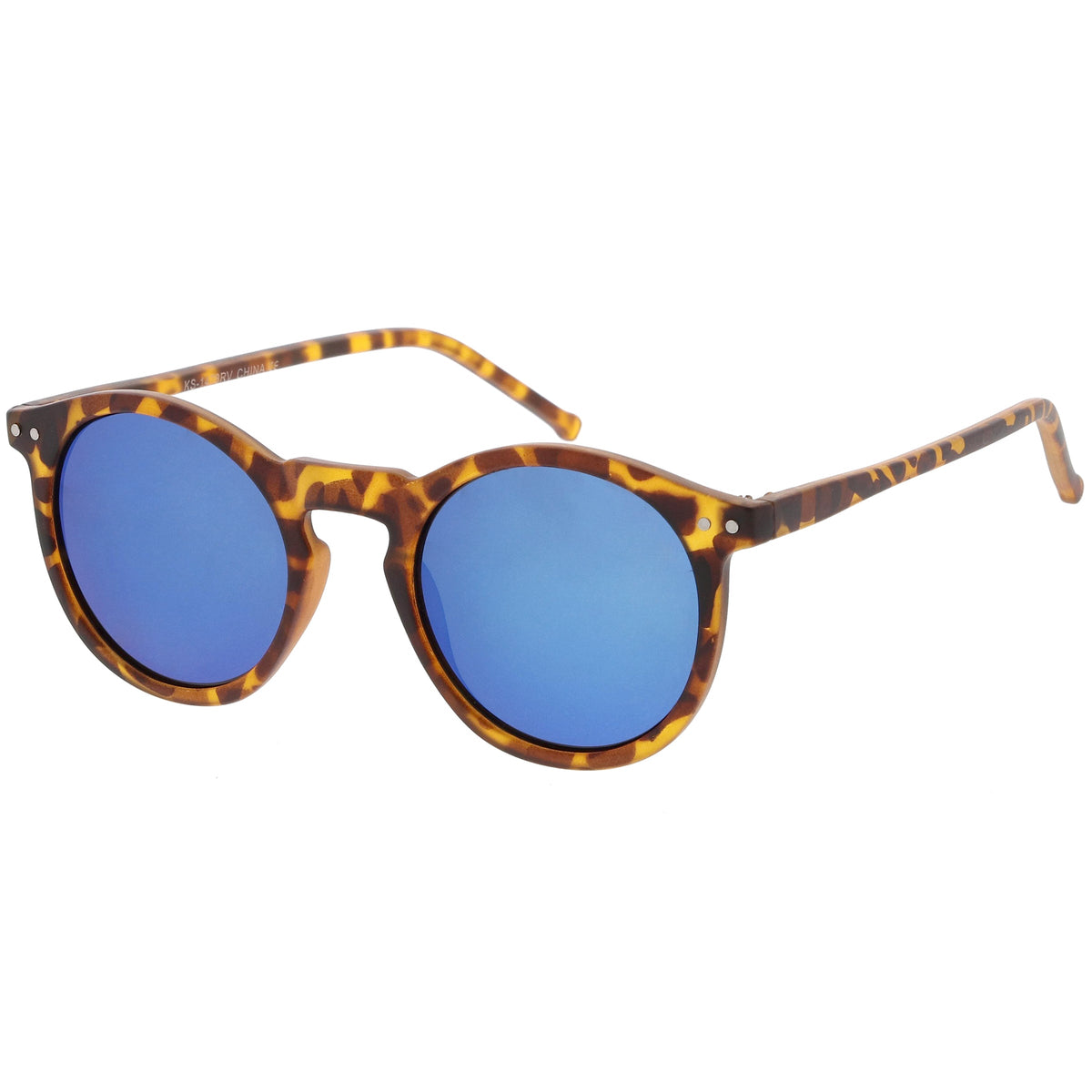 Retro Round Horned Rim Flash Mirrored Lens Sunglasses C703
