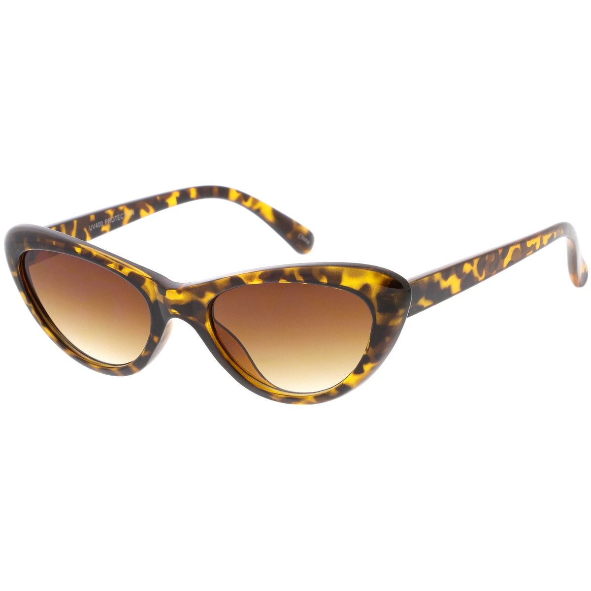 Small 1990's Retro Rounded Cat Eye Flat Lens Sunglasses C706