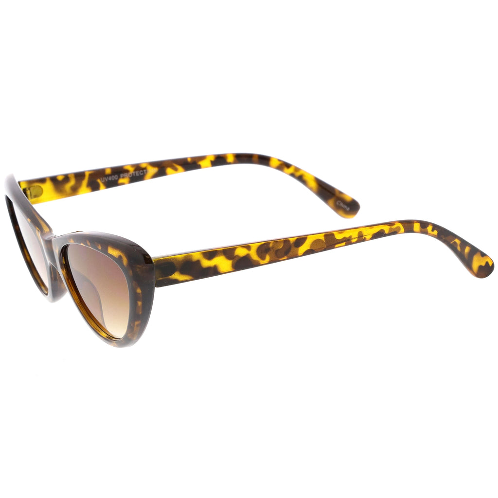 Small 1990's Retro Rounded Cat Eye Flat Lens Sunglasses C706