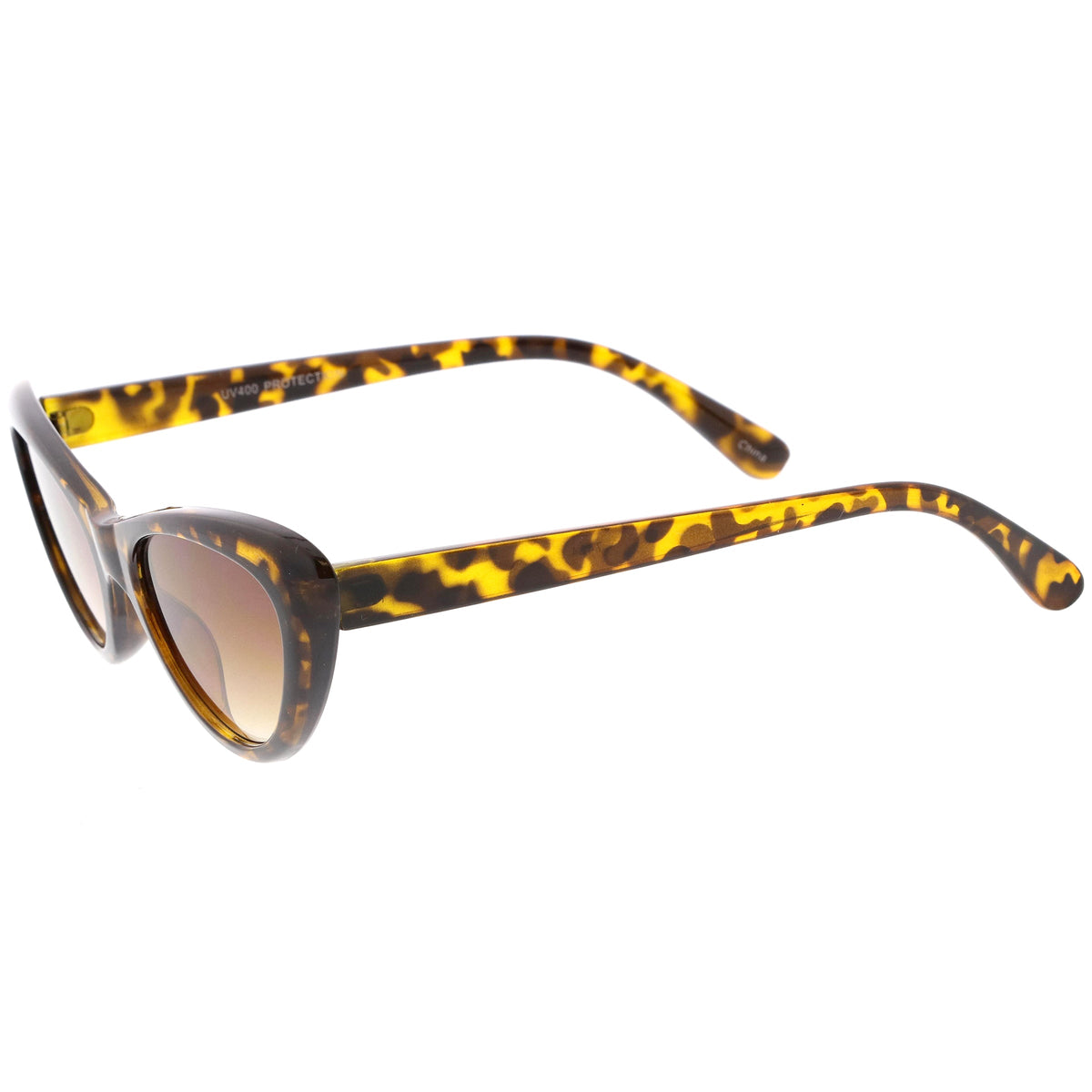 Small 1990's Retro Rounded Cat Eye Flat Lens Sunglasses C706