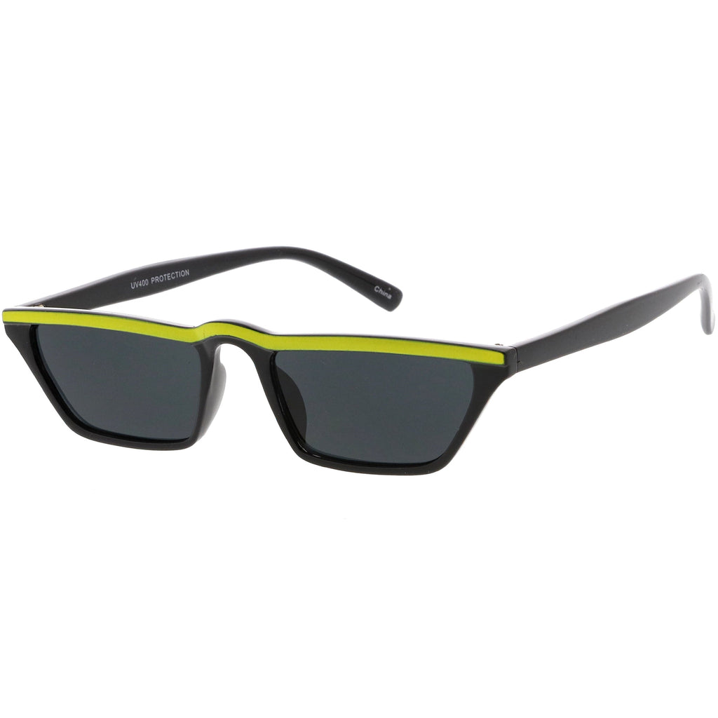 Retro Low Temple 1990's Flat Top Cat Eye Sunglasses C707