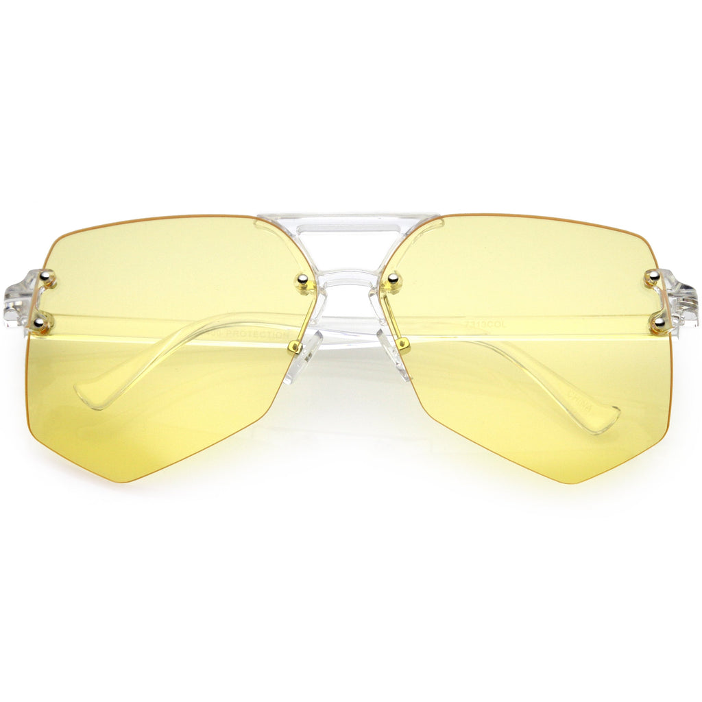 Retro Oversize Color Tone Flat Lane Aviator Sunglasses C710