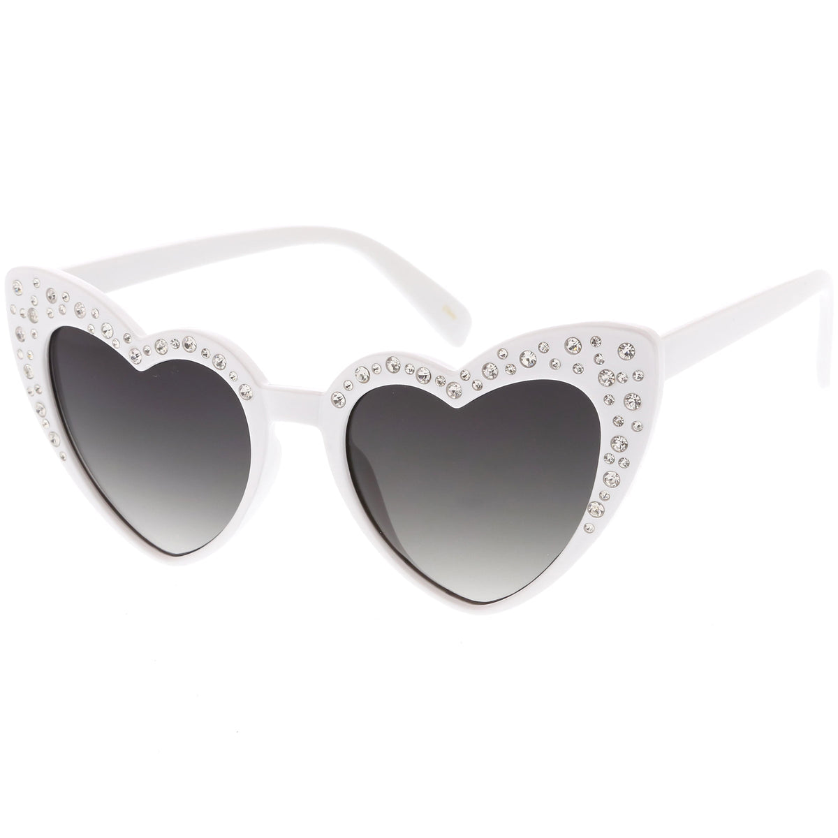 Women's Oversize Rhinestone Heart Shape Sunglasses C711