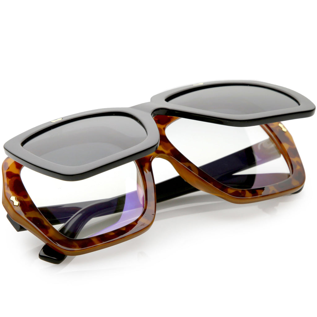 Retro European Oversize Flip Up Square Sunglasses C713