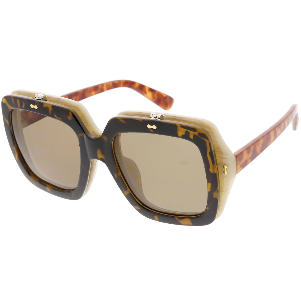 Retro European Oversize Flip Up Square Sunglasses C713