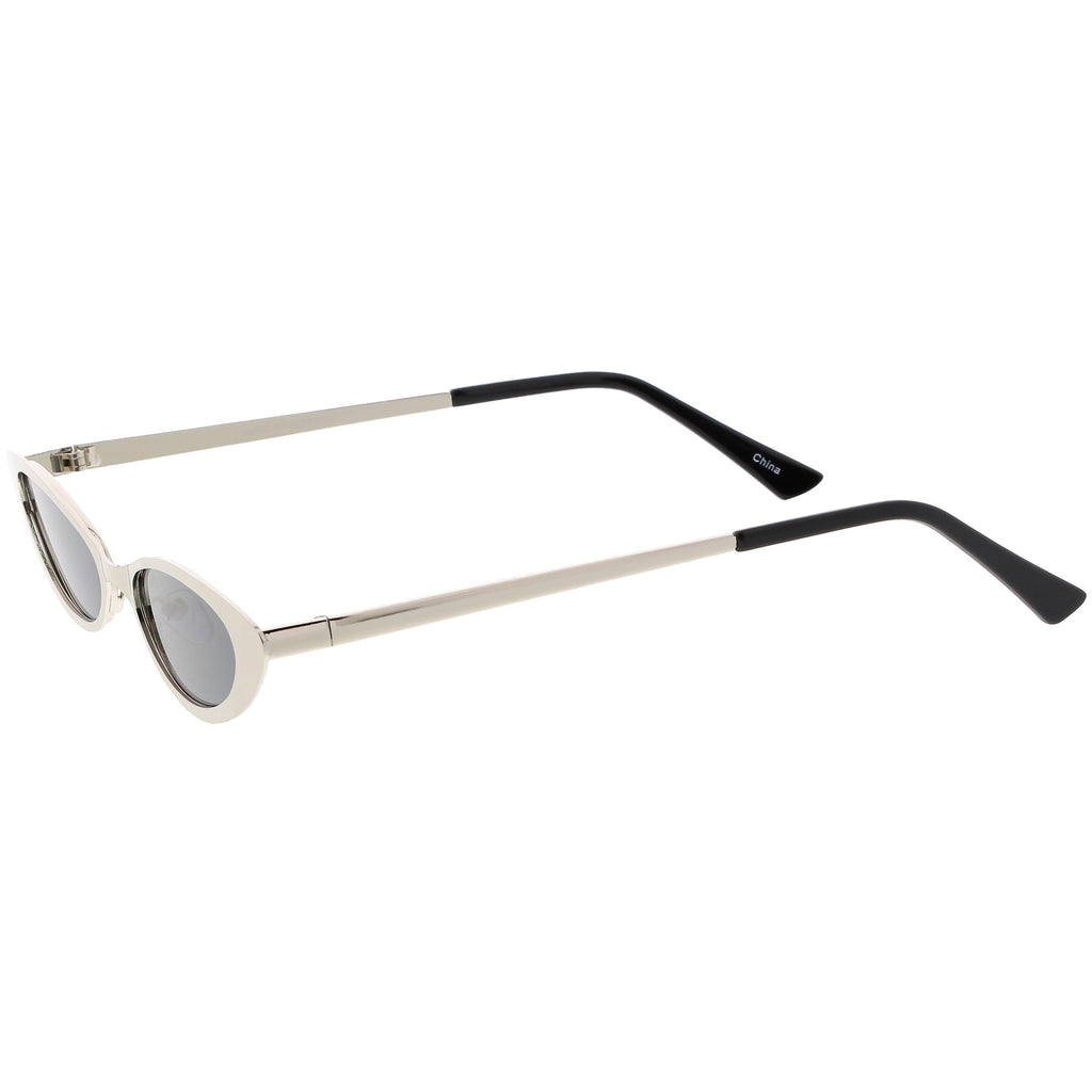 Retro 1990's Small Slim Flat Lens Metal Cat Eye Sunglasses C716