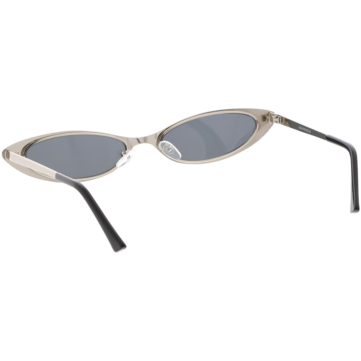 Retro 1990's Small Slim Flat Lens Metal Cat Eye Sunglasses C716