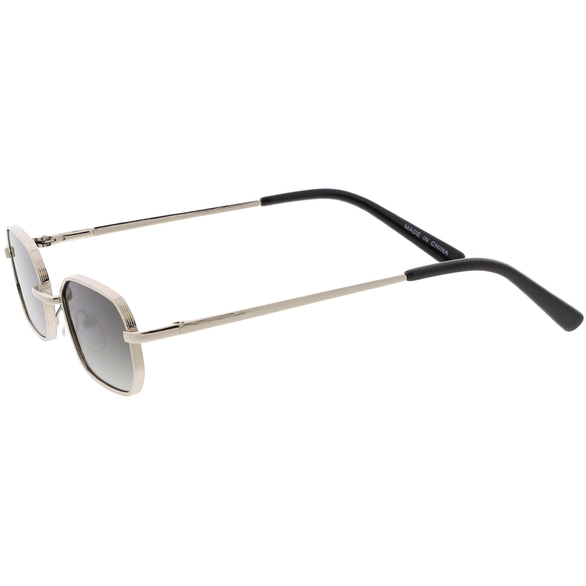 Retro Small 1990's Rectangle Flat Lens Metal Sunglasses C720