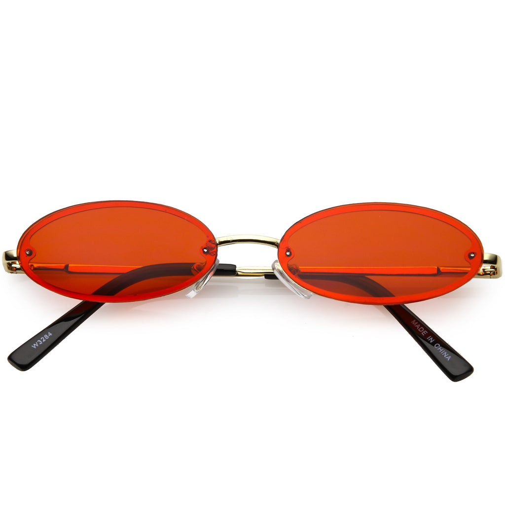 Retro Small 1990's Jewel Cut Oval Color Tone Sunglasses C723