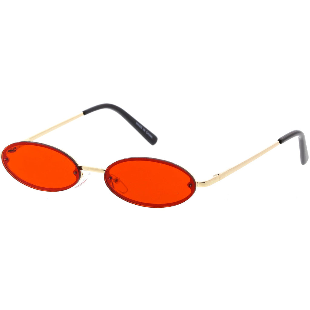 Retro Small 1990's Jewel Cut Oval Color Tone Sunglasses C723