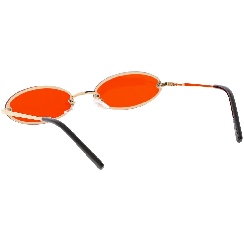 Retro Small 1990's Jewel Cut Oval Color Tone Sunglasses C723