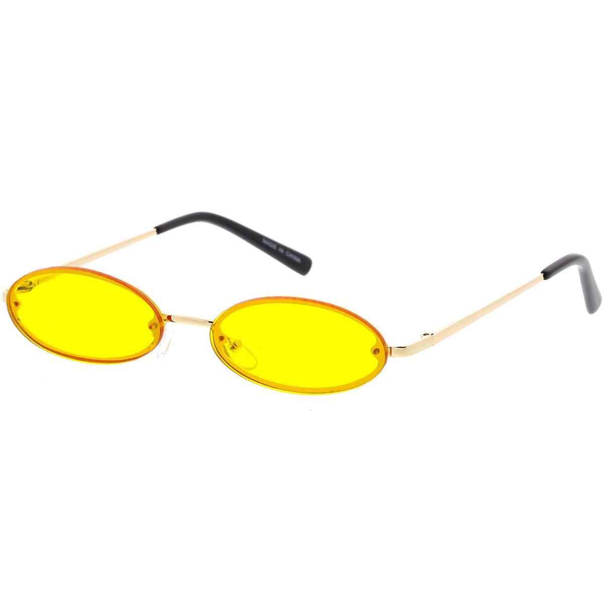 Retro Small 1990's Jewel Cut Oval Color Tone Sunglasses C723