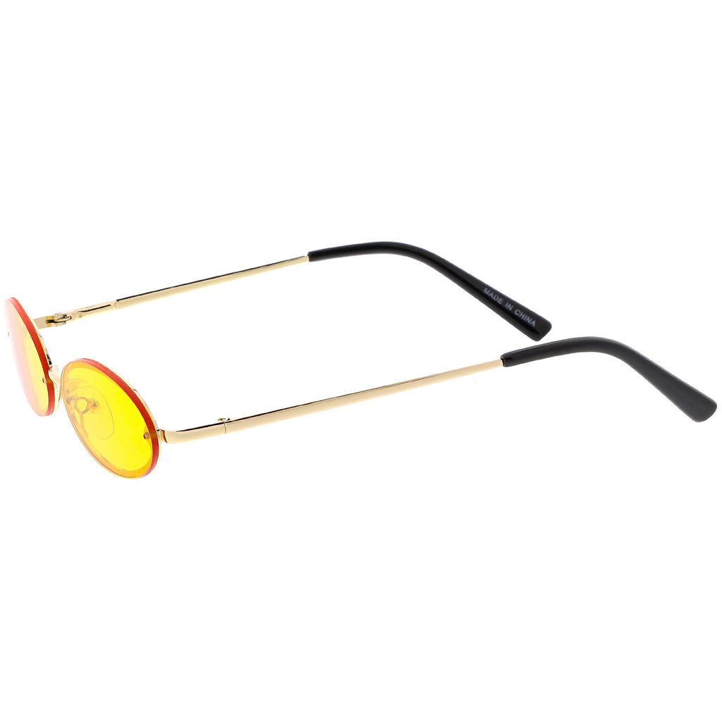 Retro Small 1990's Jewel Cut Oval Color Tone Sunglasses C723