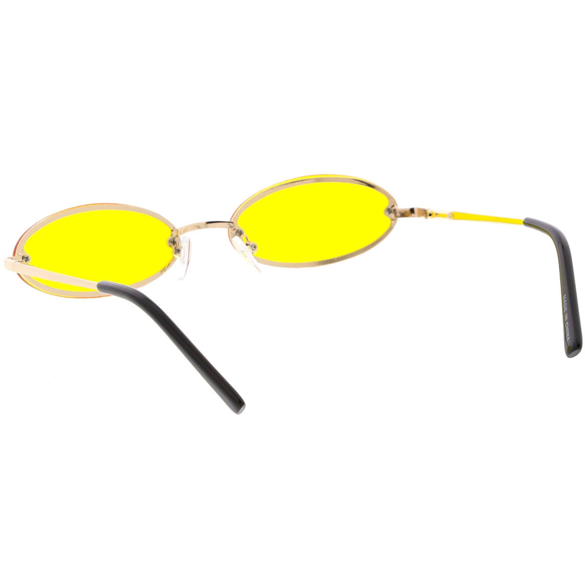 Retro Small 1990's Jewel Cut Oval Color Tone Sunglasses C723