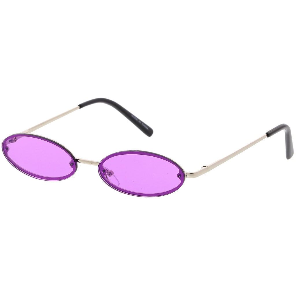 Retro Small 1990's Jewel Cut Oval Color Tone Sunglasses C723