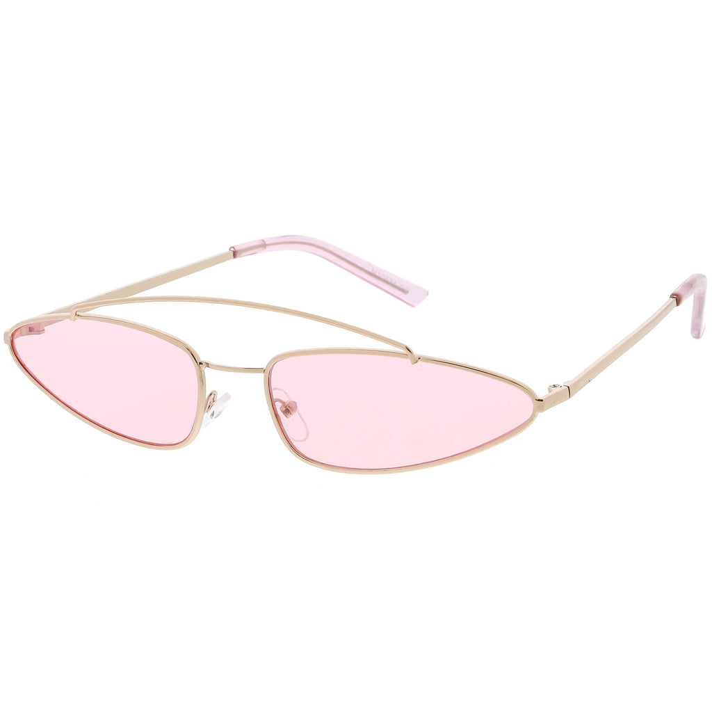 Retro 1990's Slim Triangle  Color Tone Flat Lens Sunglasses C725