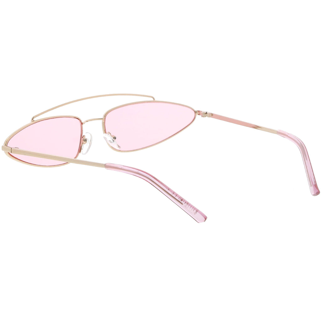 Retro 1990's Slim Triangle  Color Tone Flat Lens Sunglasses C725