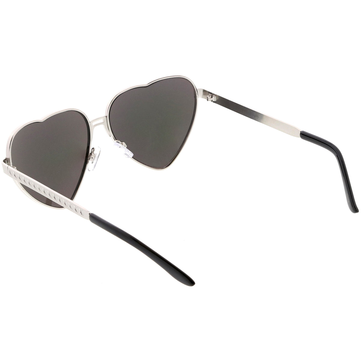 Women's Oversize Metal Heart Shaped Mirrored Lens Sunglasses C729