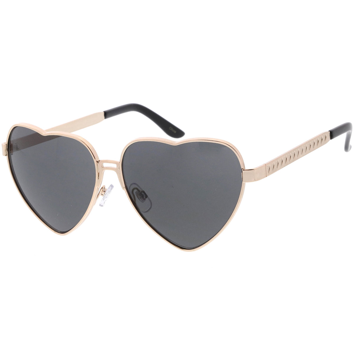 Women's Oversize Metal Heart Shaped Mirrored Lens Sunglasses C729