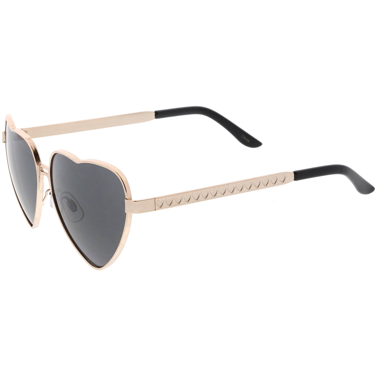 Women's Oversize Metal Heart Shaped Mirrored Lens Sunglasses C729