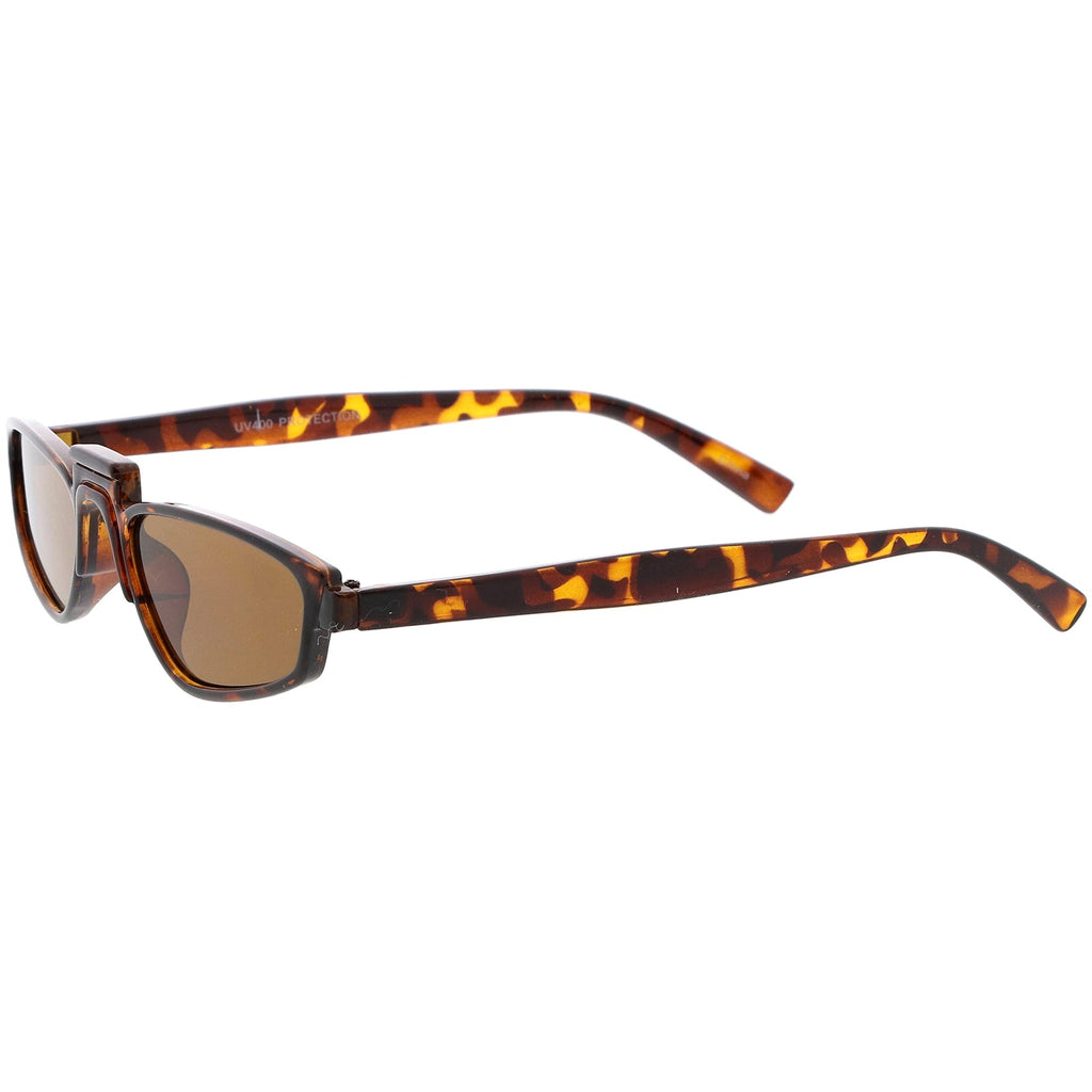 Retro Modern Low Temple Narrow Flat Top Sunglasses C731