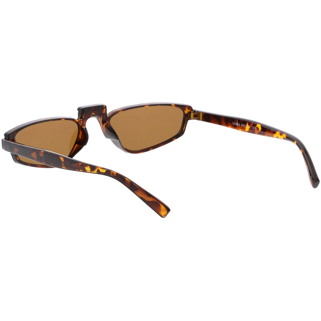 Retro Modern Low Temple Narrow Flat Top Sunglasses C731