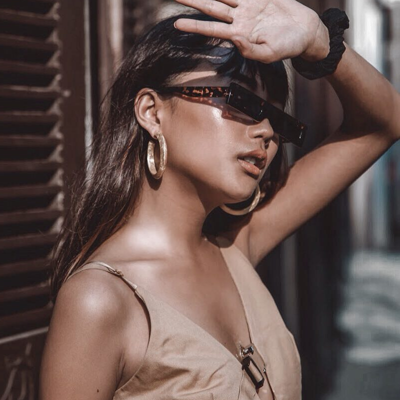 Novelty Retro Punk Square Flat Top Thin Lens Sunglasses C733