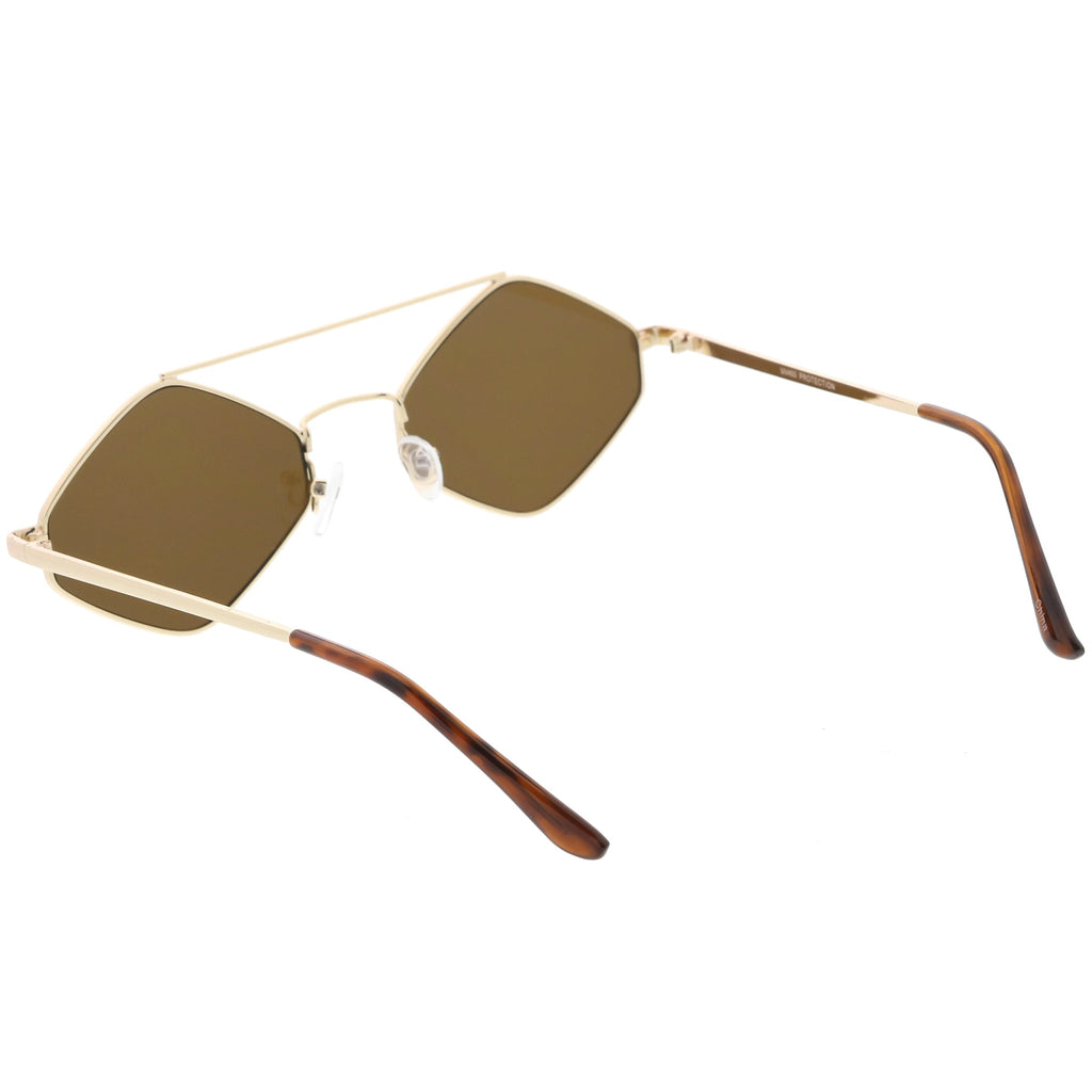 Retro Geometric Hexagon Diamond Shaped Flat Lens Sunglasses C744