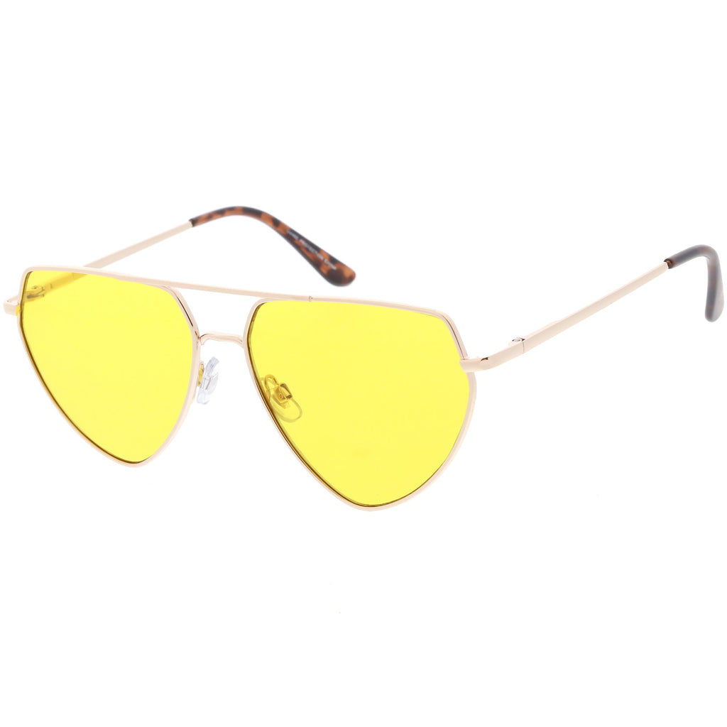 Retro Oversize Color Tone Flat Top Aviator Sunglasses C755