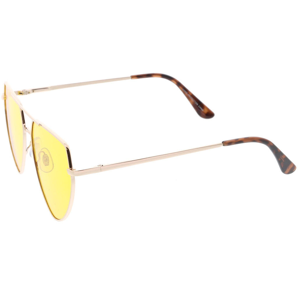 Retro Oversize Color Tone Flat Top Aviator Sunglasses C755