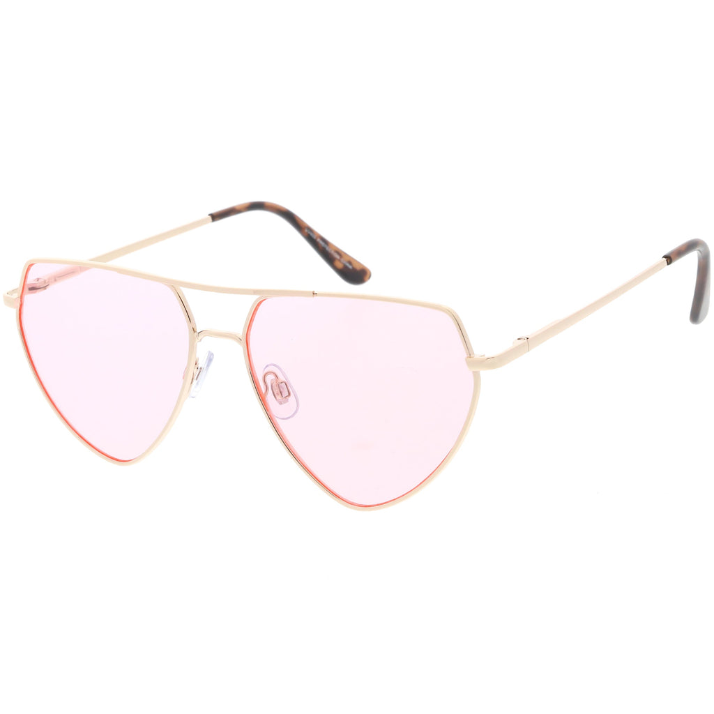 Retro Oversize Color Tone Flat Top Aviator Sunglasses C755
