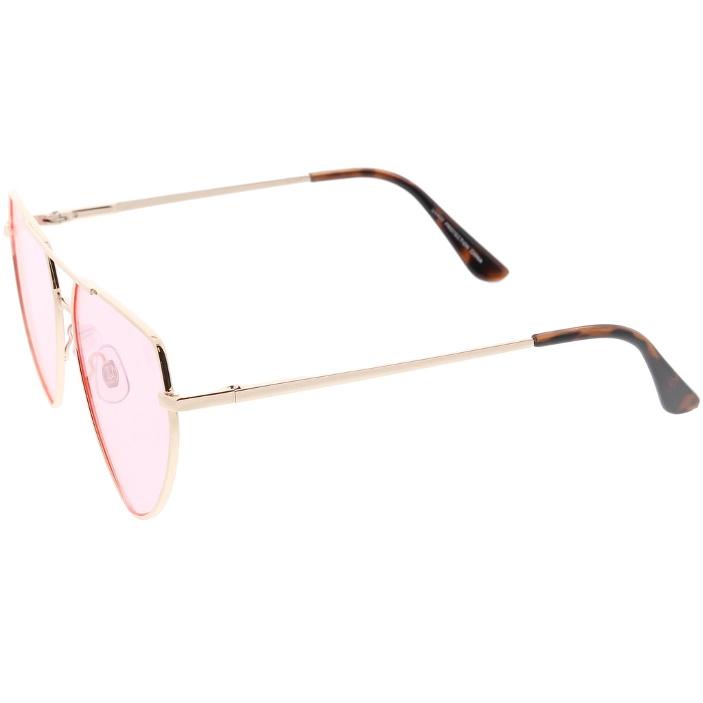 Retro Oversize Color Tone Flat Top Aviator Sunglasses C755